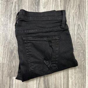 FLYING MONKEY Ankle Skinny Fringe Hem Black Denim Floral Jeans Women's Size 27